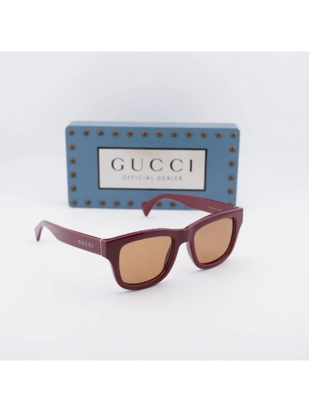 Gucci GG1135S 003 Square Sunglasses - Burgundy / Brown